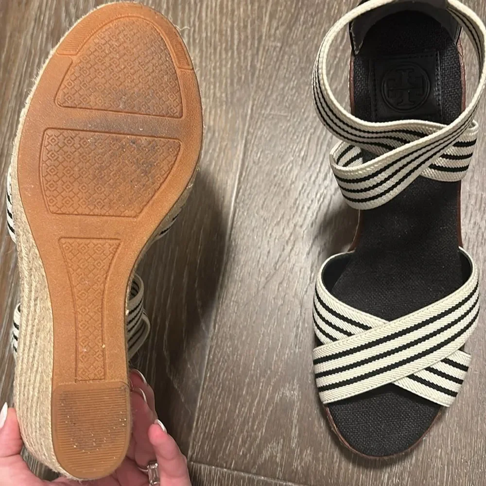 Tory Burch Black and White Women's Sandals Sz 9 with box